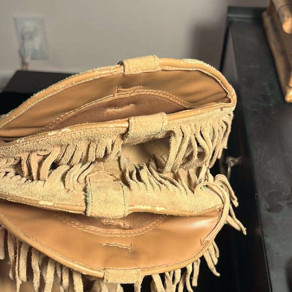 Vintage Sheriff Houston Tan Suede Boots Size 8 Fringe Western midi height - Picture 7 of 9